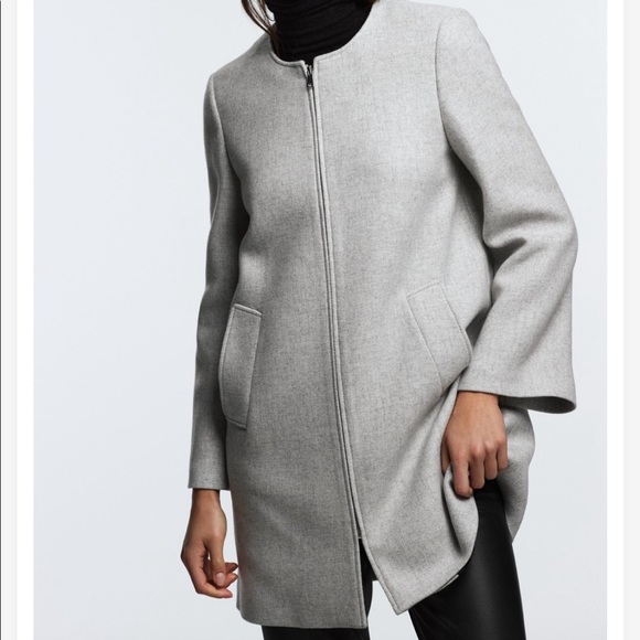 ZARA COAT WITH FAUX FUR COLLAR SZ S - Picture 2 of 10